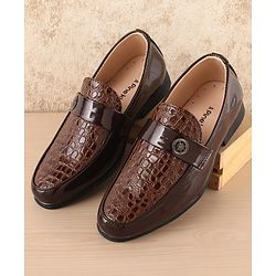 Pine Kids Slip On Party Wear Shoes - Dark Brown