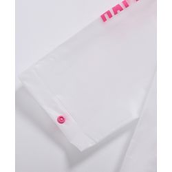Pine Kids Full Sleeves Hooded Raincoat Flamingo Print - White & Pink