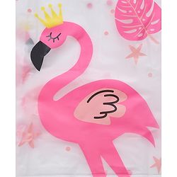 Pine Kids Full Sleeves Hooded Raincoat Flamingo Print - White & Pink
