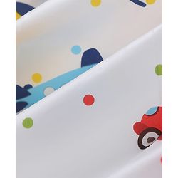 Pine Kids Full Sleeves Hooded Calf Length Raincoat Vehicle Print - Multicolor