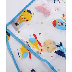 Pine Kids Full Sleeves Hooded Calf Length Raincoat Vehicle Print - Multicolor
