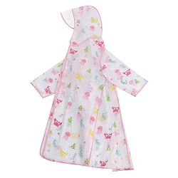 PIne Kids Full Sleeves Calf Length Hooded Raincoat Sea Life Print - Multicolor