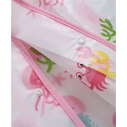 PIne Kids Full Sleeves Calf Length Hooded Raincoat Sea Life Print - Multicolor