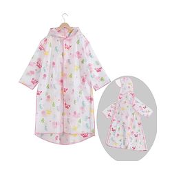 PIne Kids Full Sleeves Calf Length Hooded Raincoat Sea Life Print - Multicolor