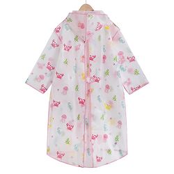 PIne Kids Full Sleeves Calf Length Hooded Raincoat Sea Life Print - Multicolor