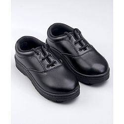Pine Kids Laced Up  School Shoes  - Black