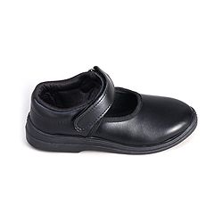 Pine Kids Solid School Shoes with Velcro Closure - Black