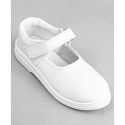 Pine Kids Solid School Shoes with Velcro Closure - White