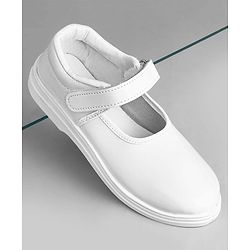 Pine Kids Solid School Shoes with Velcro Closure - White