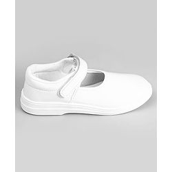 Pine Kids Solid School Shoes with Velcro Closure - White