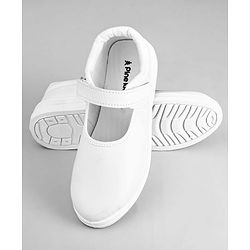 Pine Kids Solid School Shoes with Velcro Closure - White