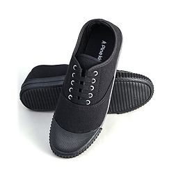 Pine Kids Solid Lace Up School Shoes - Black