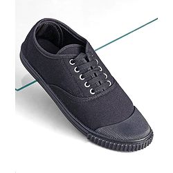 Pine Kids Solid Lace Up School Shoes - Black