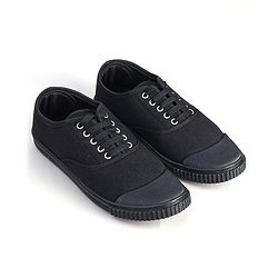 Pine Kids Solid Lace Up School Shoes - Black