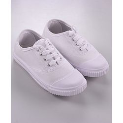 Pine Kids Solid Lace Up School Shoes - White