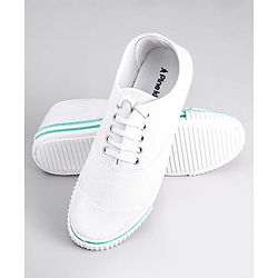 Pine Kids Solid Lace Up School Shoes - White