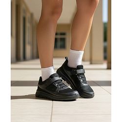Pine Kids School Shoes with Velcro Closure -  Black
