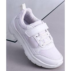 Pine Kids School Shoes with Velcro Closure -  White