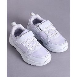 Pine Kids School Shoes with Velcro Closure -  White