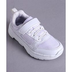 Pine Kids School Shoes with Velcro Closure -  White