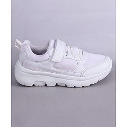 Pine Kids School Shoes with Velcro Closure -  White