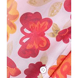 Pine Kids Half Sleeves Top with Inner Slip Floral Print - Red
