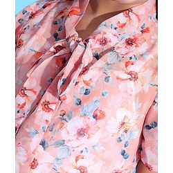 Pine Kids Half Sleeves Top with Inner Slip Floral Print - Pink