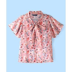 Pine Kids Half Sleeves Top with Inner Slip Floral Print - Pink