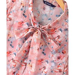 Pine Kids Half Sleeves Top with Inner Slip Floral Print - Pink