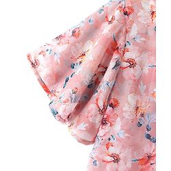 Pine Kids Half Sleeves Top with Inner Slip Floral Print - Pink