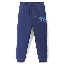 Pine Kids Knitted Full Length Lounge Pant With Gaming Remote Print - Blue Depth