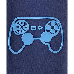Pine Kids Knitted Full Length Lounge Pant With Gaming Remote Print - Blue Depth