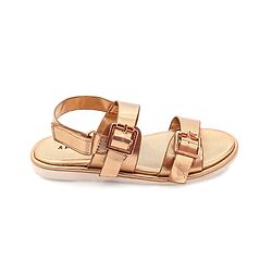 Pine Kids Party Wear Sandals With Buckle Closure - Rose Gold