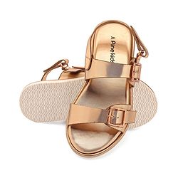 Pine Kids Party Wear Sandals With Buckle Closure - Rose Gold