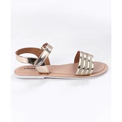 Pine Kids Velcro Closure Sandals with Glitter Embellished - Golden