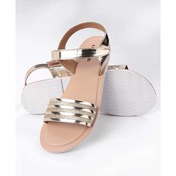 Pine Kids Velcro Closure Sandals with Glitter Embellished - Golden