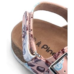 Pine Kids Casual Wear Sandals with Velcro Belt Closure Floral Print - Beige