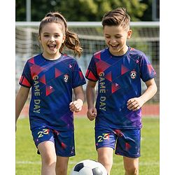 Pine Active Half Sleeves T-Shirt & Shorts Set Gameday Print - Navy