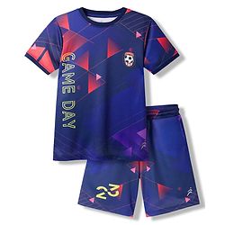 Pine Active Half Sleeves T-Shirt & Shorts Set Gameday Print - Navy