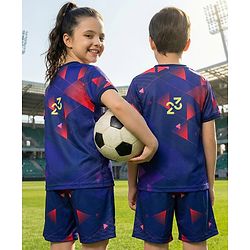 Pine Active Half Sleeves T-Shirt & Shorts Set Gameday Print - Navy