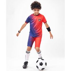 Pine Active Knit Half Sleeves Printed T-Shirt & Shorts Set - Red