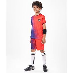 Pine Active Knit Half Sleeves Printed T-Shirt & Shorts Set - Red