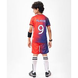 Pine Active Knit Half Sleeves Printed T-Shirt & Shorts Set - Red