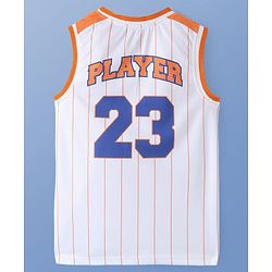 Pine Active Knit Sleeveless Athleisure T-Shirt & Shorts Set Text & Number Print - White & Orange