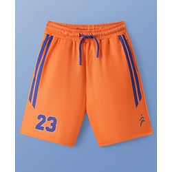 Pine Active Knit Sleeveless Athleisure T-Shirt & Shorts Set Text & Number Print - White & Orange