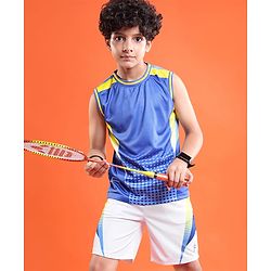 Pine Active Knit Sleeveless Printed T-Shirt & Shorts Set - Blue