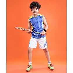 Pine Active Knit Sleeveless Printed T-Shirt & Shorts Set - Blue