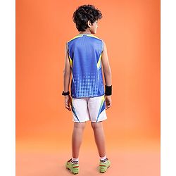 Pine Active Knit Sleeveless Printed T-Shirt & Shorts Set - Blue