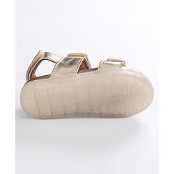 Pine Kids Solid Colour Party Wear Sandals with Velcro Closure - Golden