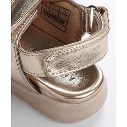 Pine Kids Solid Colour Party Wear Sandals with Velcro Closure - Golden